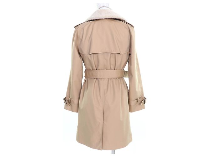 Abrigo trench de algodón con cuello de piel de cordero y forro de lana COACH Beige - vista 3