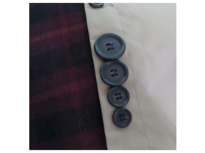 Abrigo trench de algodón con cuello de piel de cordero y forro de lana COACH Beige - vista 7