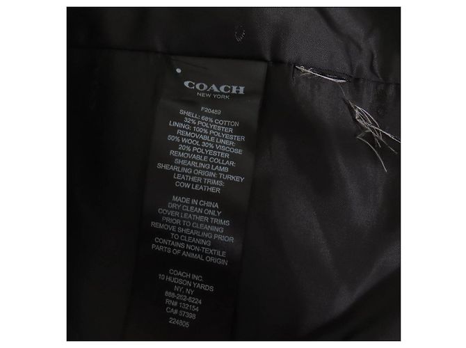 Abrigo trench de algodón con cuello de piel de cordero y forro de lana COACH Beige - vista 9