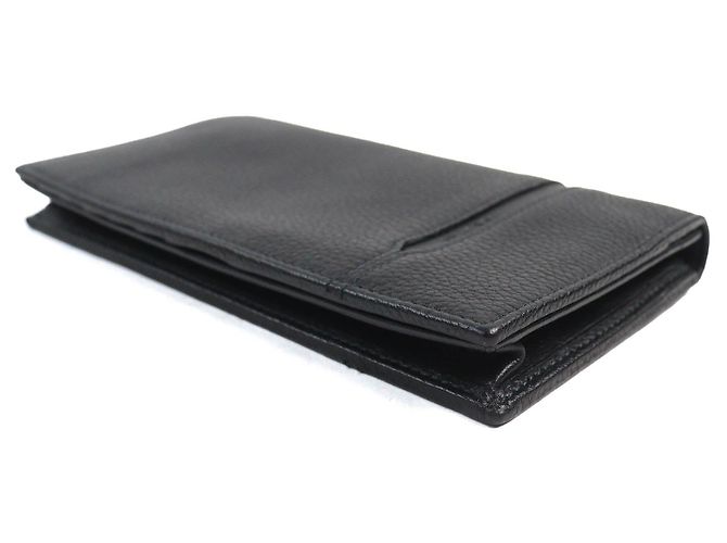 Bulgari BVLGARI OCTO Logo embossed leather long wallet Black - view 3