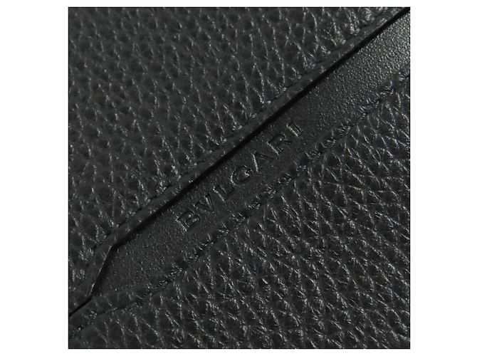 Bulgari BVLGARI OCTO Logo embossed leather long wallet Black - view 7