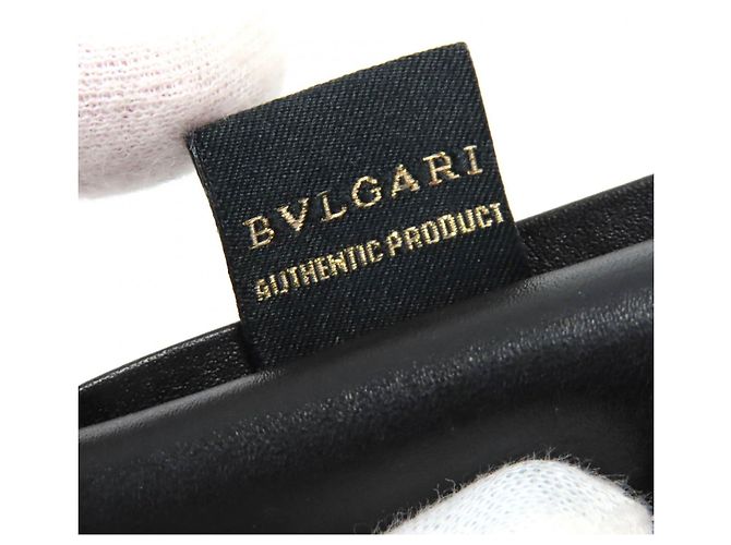 Bulgari BVLGARI OCTO Logo embossed leather long wallet Black - view 9