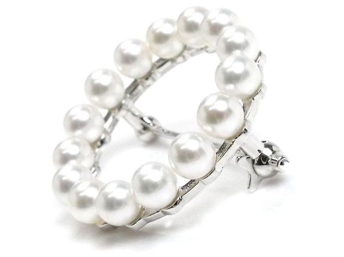 Spilla in argento con perle MIKIMOTO - vista 3