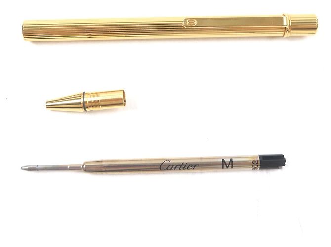 Bolígrafo Must de Cartier con patrón de rayas Dorado - vista 3