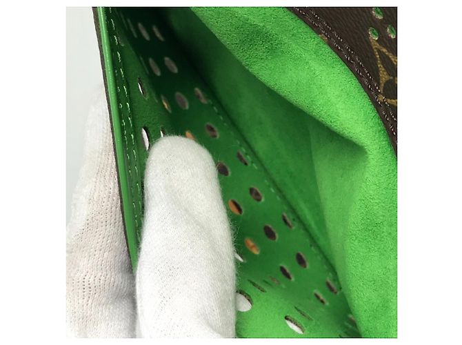 Borsa a Spalla Musette Perforata Monogram Louis Vuitton Marrone Verde - vista 14