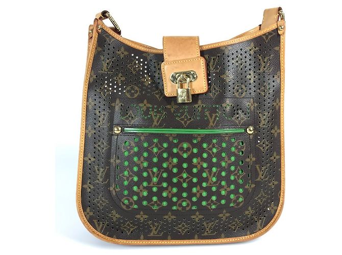 Borsa a Spalla Musette Perforata Monogram Louis Vuitton Marrone Verde - vista 2