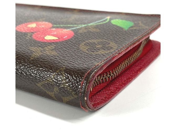 Louis Vuitton Monogram Cherry Long Wallet Brown Red - view 5