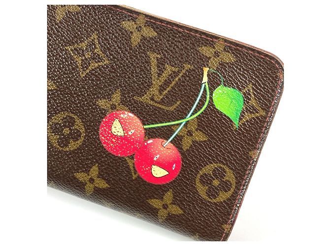 Louis Vuitton Monogram Cherry Long Wallet Brown Red - view 7