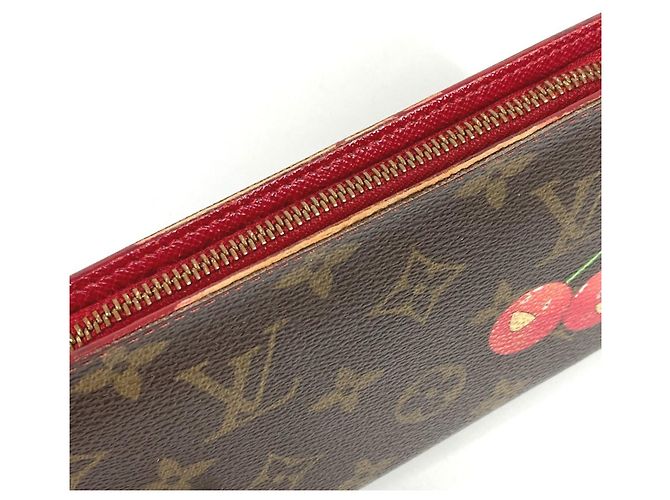Louis Vuitton Monogram Cherry Long Wallet Brown Red - view 8