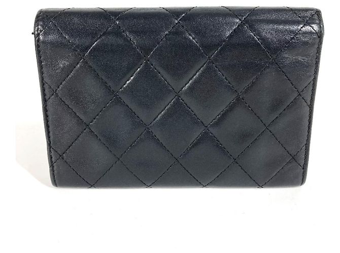Chanel Cambon CC Leder Geldbörse Schwarz Weiß - Ansicht 2