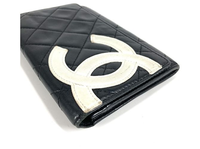 Chanel Cambon CC Leder Geldbörse Schwarz Weiß - Ansicht 3