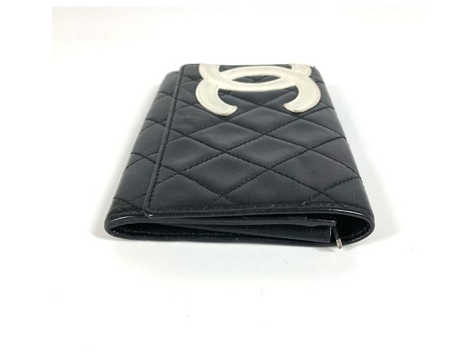 Chanel Cambon CC Leder Geldbörse Schwarz Weiß - Ansicht 5