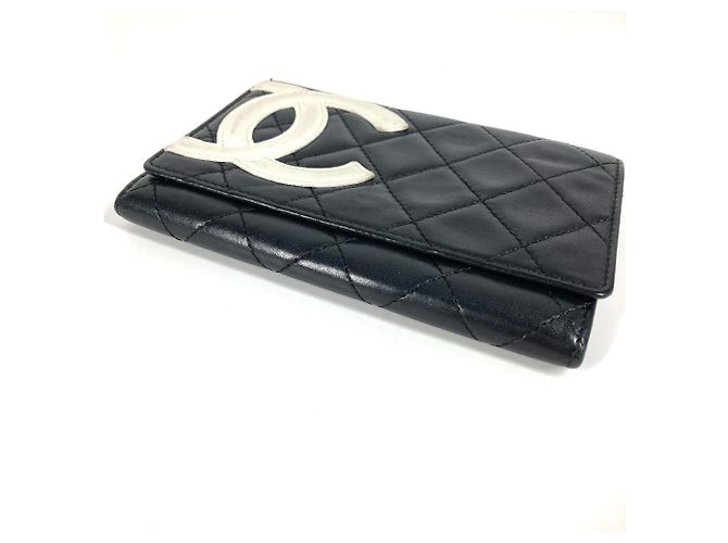 Chanel Cambon CC Leder Geldbörse Schwarz Weiß - Ansicht 6