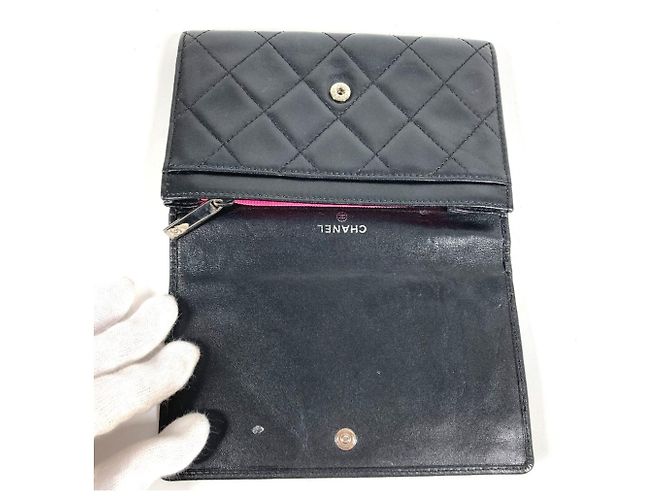 Chanel Cambon CC Leder Geldbörse Schwarz Weiß - Ansicht 8
