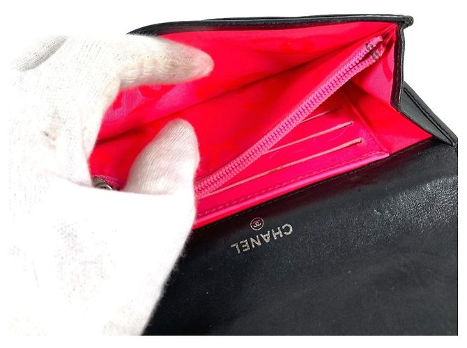 Chanel Cambon CC Leder Geldbörse Schwarz Weiß - Ansicht 9