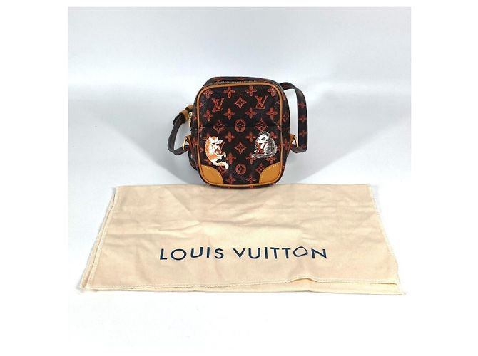 Borsa a Spalla Twin Pochette Cat Panam Monogramma Louis Vuitton Marrone Arancione - vista 14