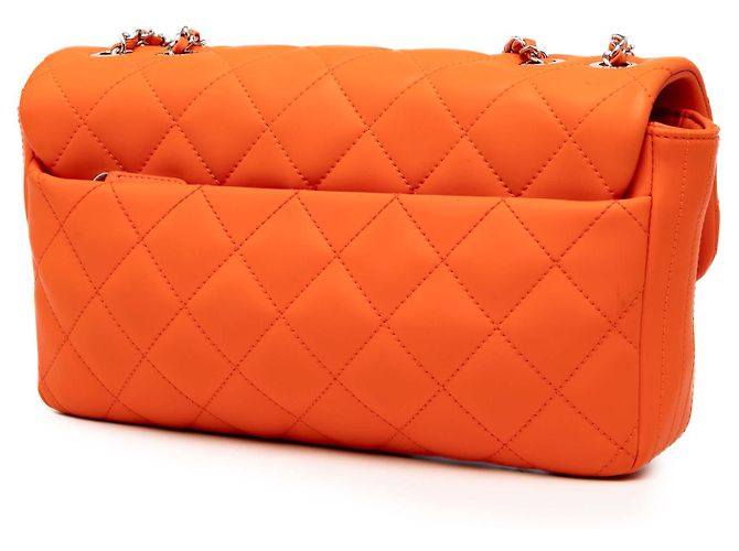 Coco rain Chanel Orange Mittel Quilted Lammleder Gummi Coco Regen Klappe - Ansicht 2