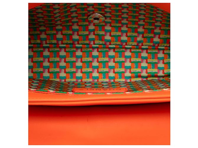 Coco rain Chanel Orange Mittel Quilted Lammleder Gummi Coco Regen Klappe - Ansicht 4