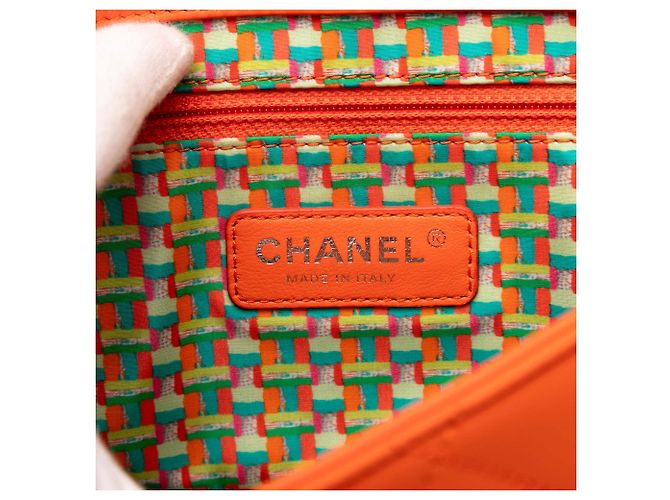 Coco rain Chanel Orange Mittel Quilted Lammleder Gummi Coco Regen Klappe - Ansicht 5