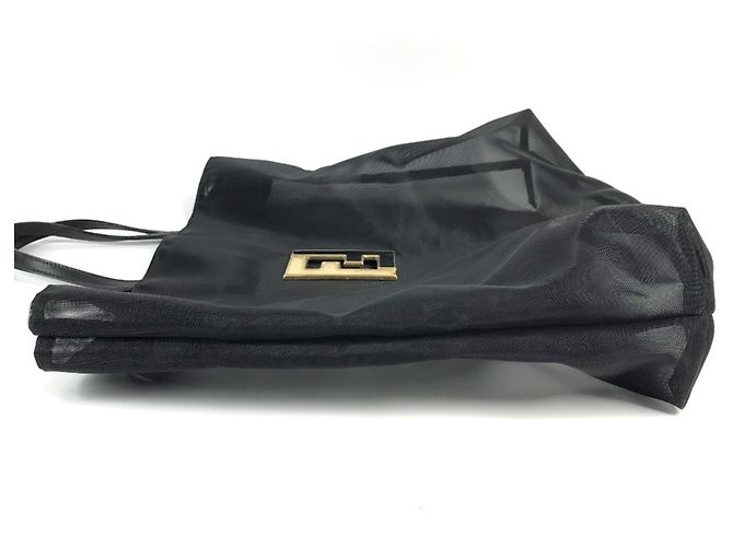 Fendi FF Logo Netz-Tote-Bag Schwarz - Ansicht 3