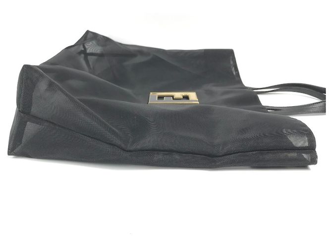 Fendi FF Logo Netz-Tote-Bag Schwarz - Ansicht 4