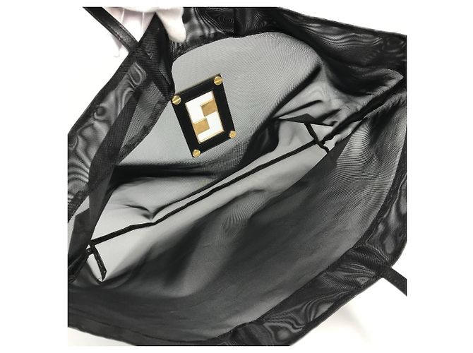 Fendi FF Logo Netz-Tote-Bag Schwarz - Ansicht 9