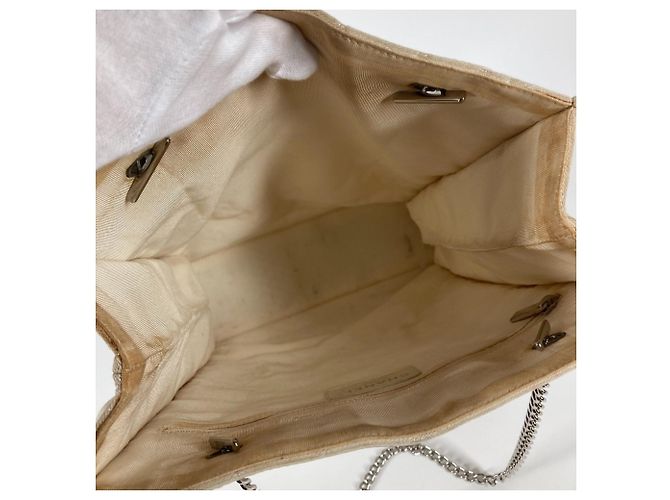 CHANEL Effimero Esclusiva Giappone Logo CC Coco Mark Borsa a Spalla Verticale con Doppia Catena Bianco Giallo - vista 13