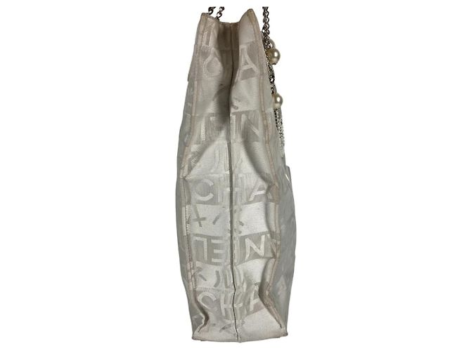 CHANEL Effimero Esclusiva Giappone Logo CC Coco Mark Borsa a Spalla Verticale con Doppia Catena Bianco Giallo - vista 5