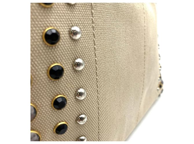 Prada Kanapa Bijou Perlen-Tote-Bag Beige Roh - Ansicht 3