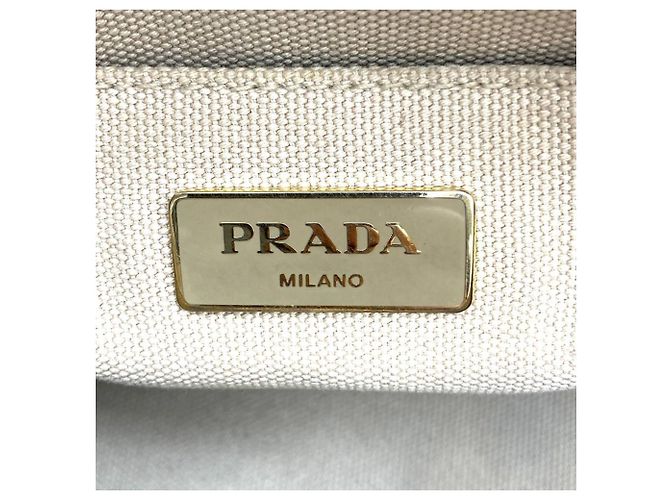 Prada Kanapa Bijou Perlen-Tote-Bag Beige Roh - Ansicht 9