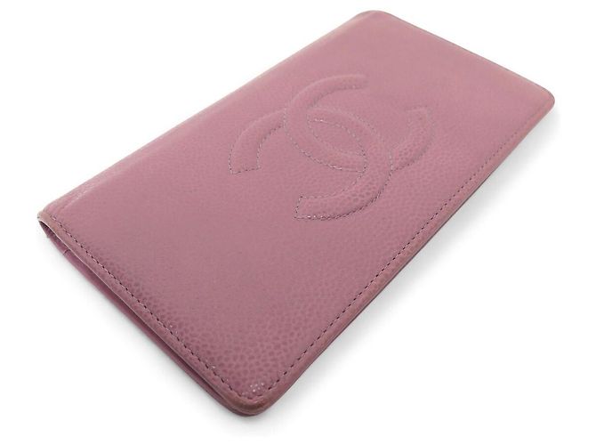 CHANEL CC LOGO KAURIERLEDER GELDBÖRSE ROSA Pink - Ansicht 3