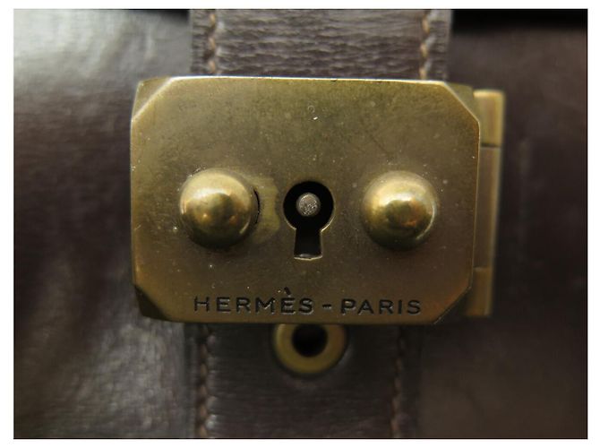 Hermès VINTAGE HERMES BOX LEATHER SHOULDER BAG BROWN - view 10