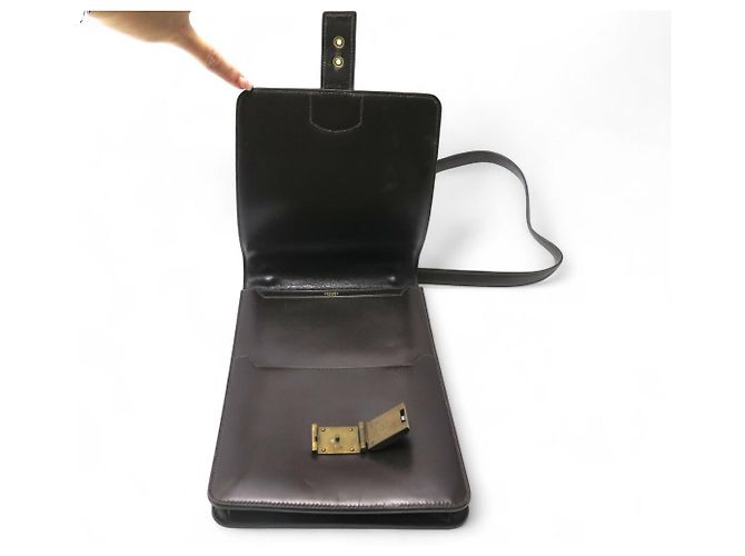 Hermès VINTAGE HERMES BOX LEATHER SHOULDER BAG BROWN - view 11