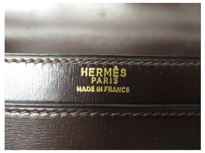 Hermès VINTAGE HERMES BOX LEATHER SHOULDER BAG BROWN - view 13