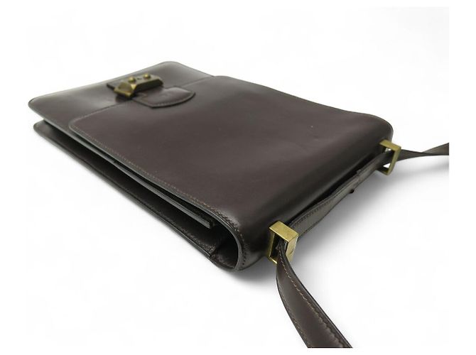 Hermès VINTAGE HERMES BOX LEATHER SHOULDER BAG BROWN - view 6