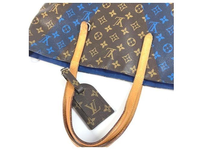 Louis Vuitton Monogram V-Line Cabas NS Tote Bag Braun Blau Monogramm - Ansicht 9