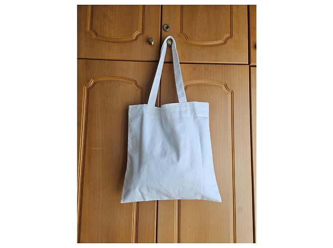 Bolso tote Chanel de lona de algodón blanco - vista 4