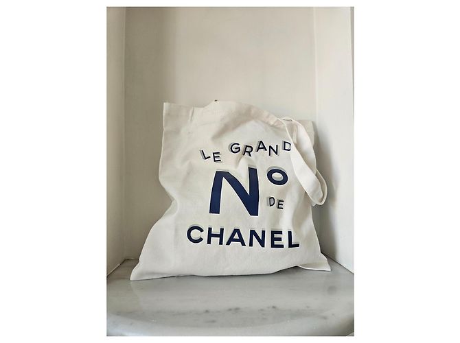 Bolso tote Chanel de lona de algodón blanco - vista 5