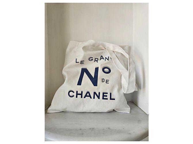 Bolso tote Chanel de lona de algodón blanco - vista 6