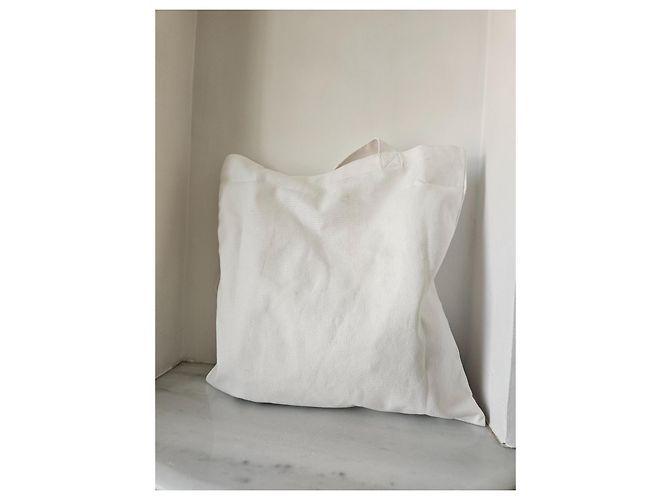 Bolso tote Chanel de lona de algodón blanco - vista 7