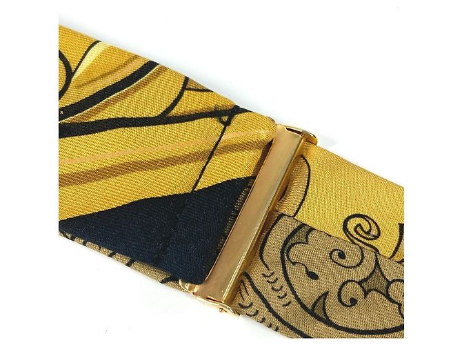 Hermès Hermes All-Over Print Silk Suspenders Yellow - view 12