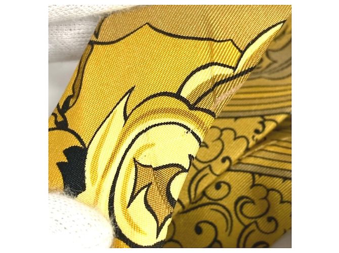 Hermès Hermes All-Over Print Silk Suspenders Yellow - view 13