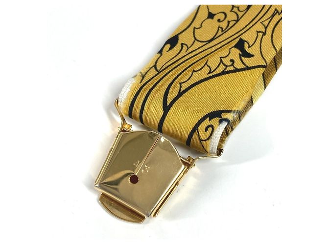 Hermès Hermes All-Over Print Silk Suspenders Yellow - view 5