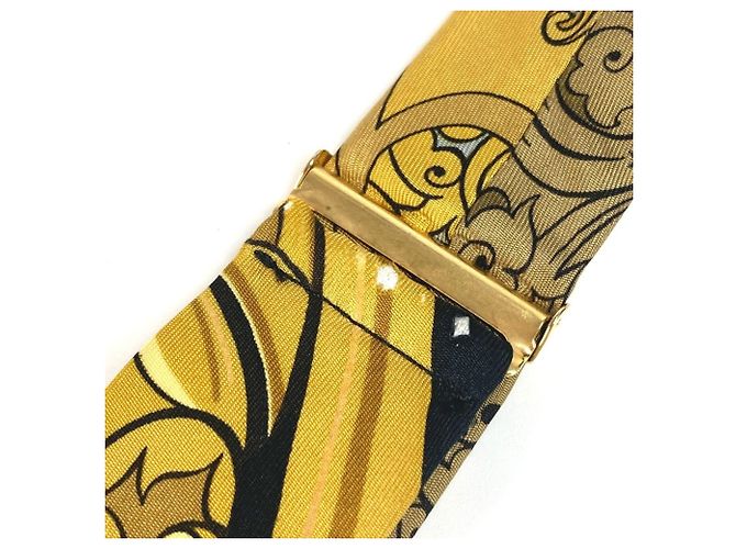 Hermès Hermes All-Over Print Silk Suspenders Yellow - view 6