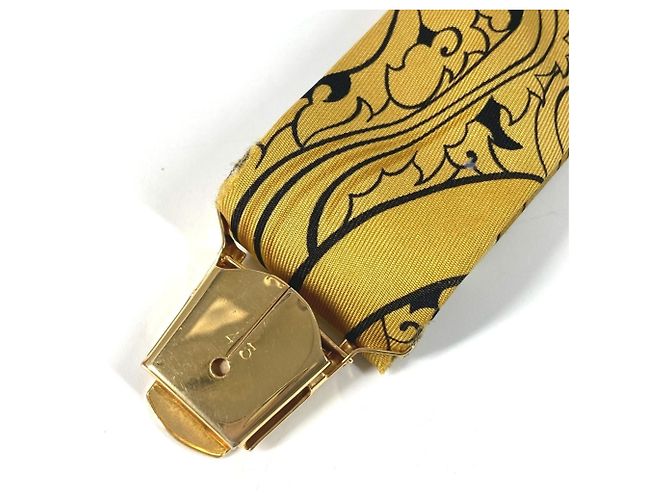 Hermès Hermes All-Over Print Silk Suspenders Yellow - view 7
