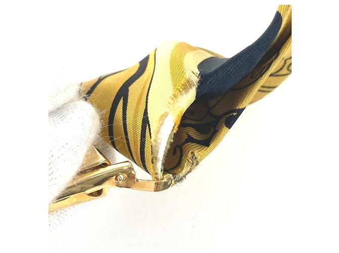 Hermès Hermes All-Over Print Silk Suspenders Yellow - view 8
