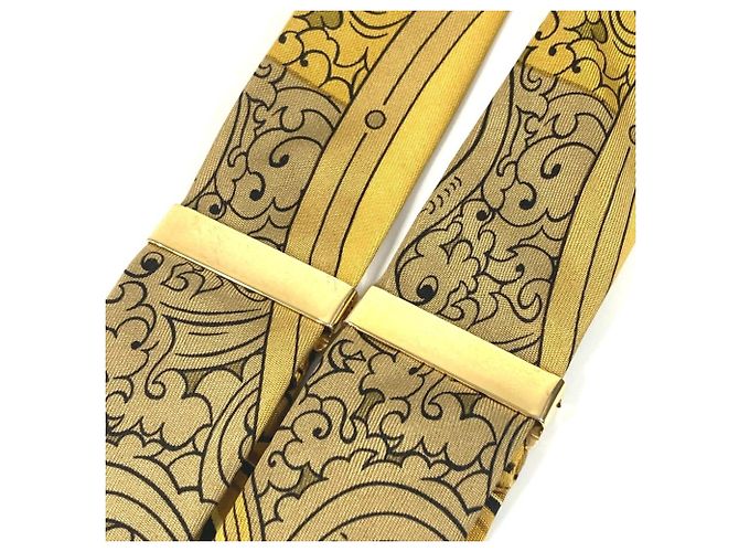 Hermès Hermes All-Over Print Silk Suspenders Yellow - view 9