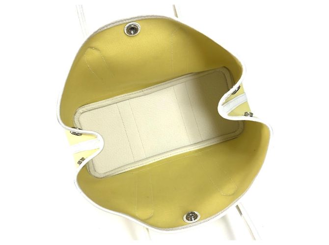 Borsa Tote TPM Garden Party di Hermès Bianco Giallo - vista 14
