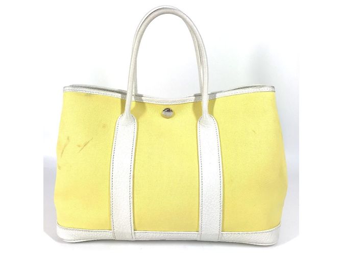 Borsa Tote TPM Garden Party di Hermès Bianco Giallo - vista 2
