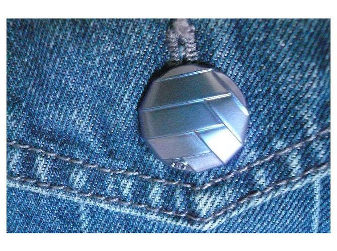 CHANEL Zip-Jacke Camelia Teddy Marine Größe 38 FR Marineblau - Ansicht 10